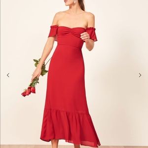 Reformation butterfly dress in cherry red